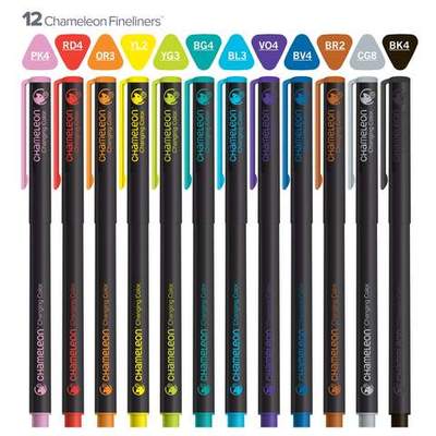 Chameleon Fineliner 12 Pen Bright Colours Set - #HolaNanu#NDIS #creativekids