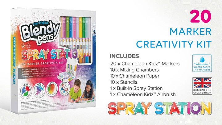 Chameleon Kidz™ Spray Station 20 Marker Creativity Kit - #HolaNanu#NDIS #creativekids