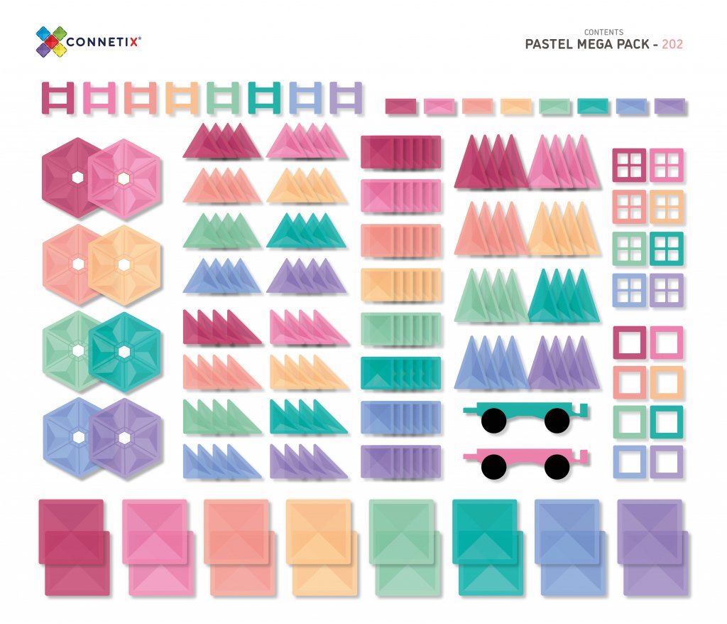 Connetix Tiles Pastel Mega Pack - 202 pieces - #HolaNanu#NDIS #creativekids