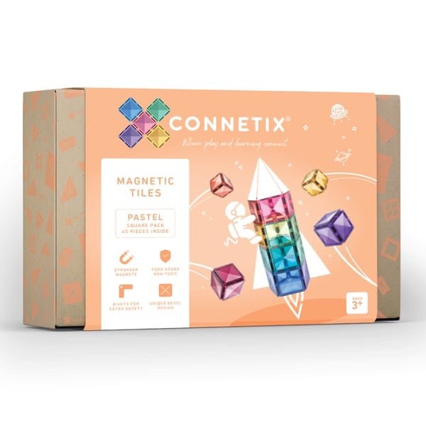 Connetix Tiles Pastel Square Pack 40 pc - #HolaNanu#NDIS #creativekids