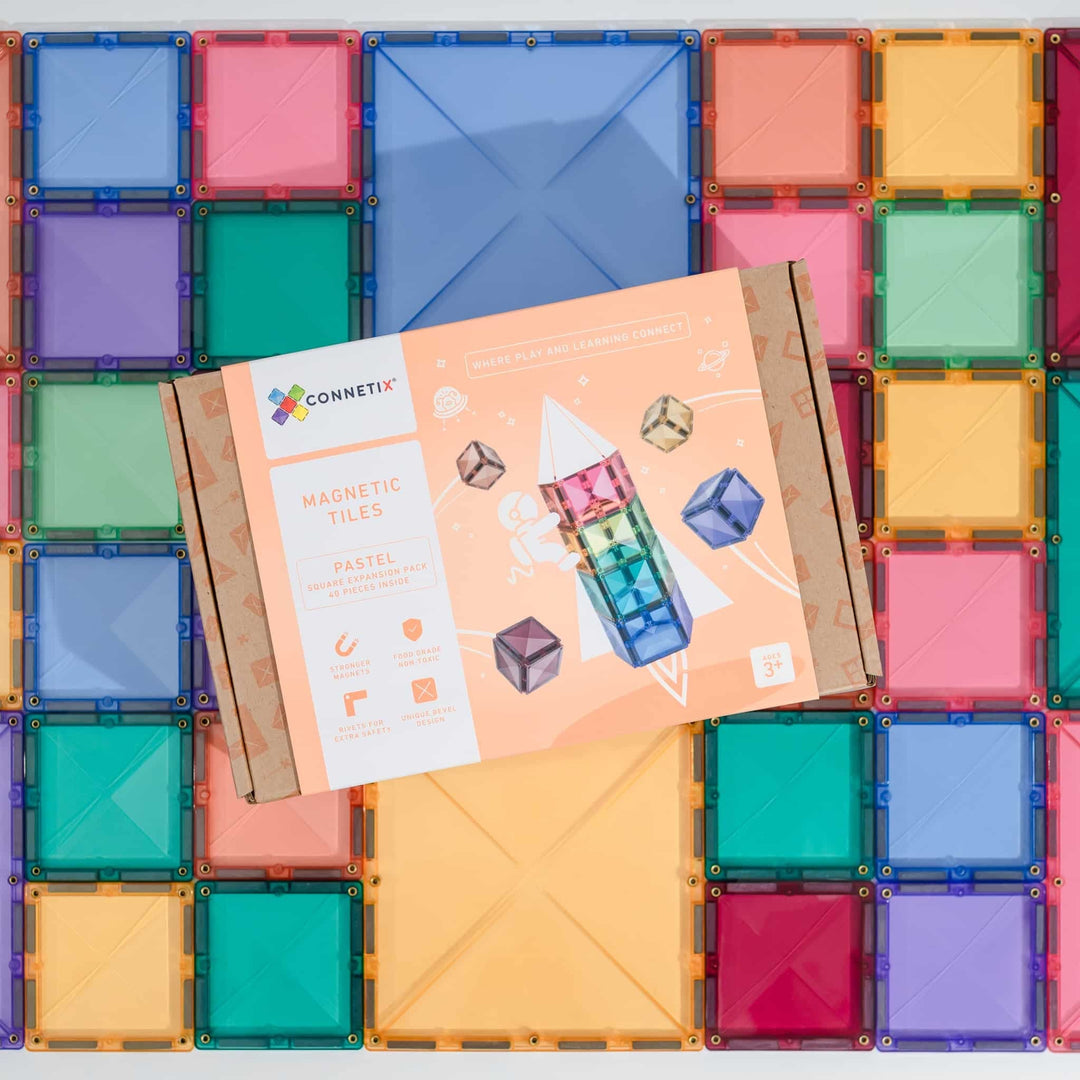 Connetix Tiles Pastel Square Pack 40 pc - #HolaNanu#NDIS #creativekids