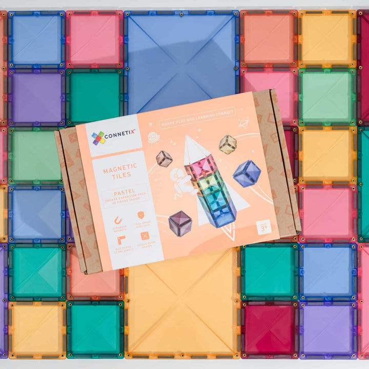 Connetix Tiles Pastel Square Pack 40 pc - #HolaNanu#NDIS #creativekids