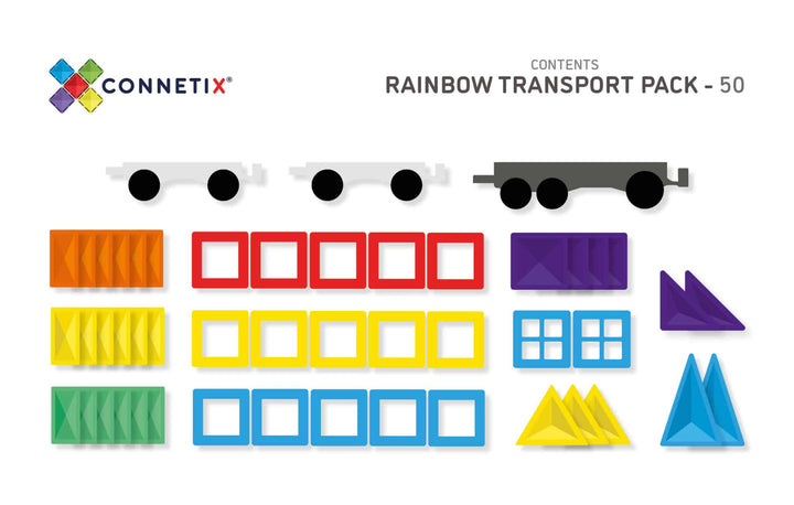 Connetix Tiles Rainbow Transport Pack 50 pc - #HolaNanu#NDIS #creativekids