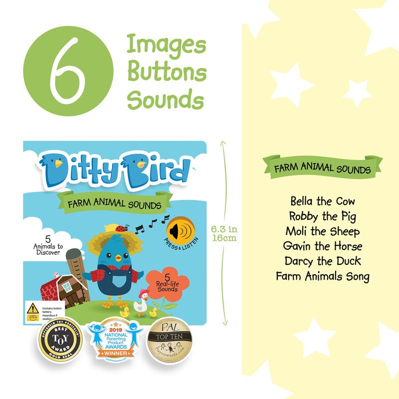 Ditty Bird Farm Animals Sound Board Book - #HolaNanu#NDIS #creativekids