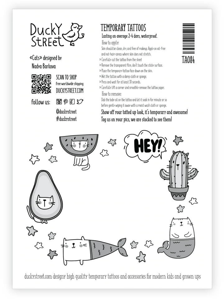 Ducky Street Cats Temporary Tattoos - #HolaNanu#NDIS #creativekids