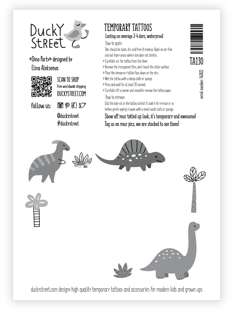 Ducky Street Dino Party Temporary Tattoos - #HolaNanu#NDIS #creativekids