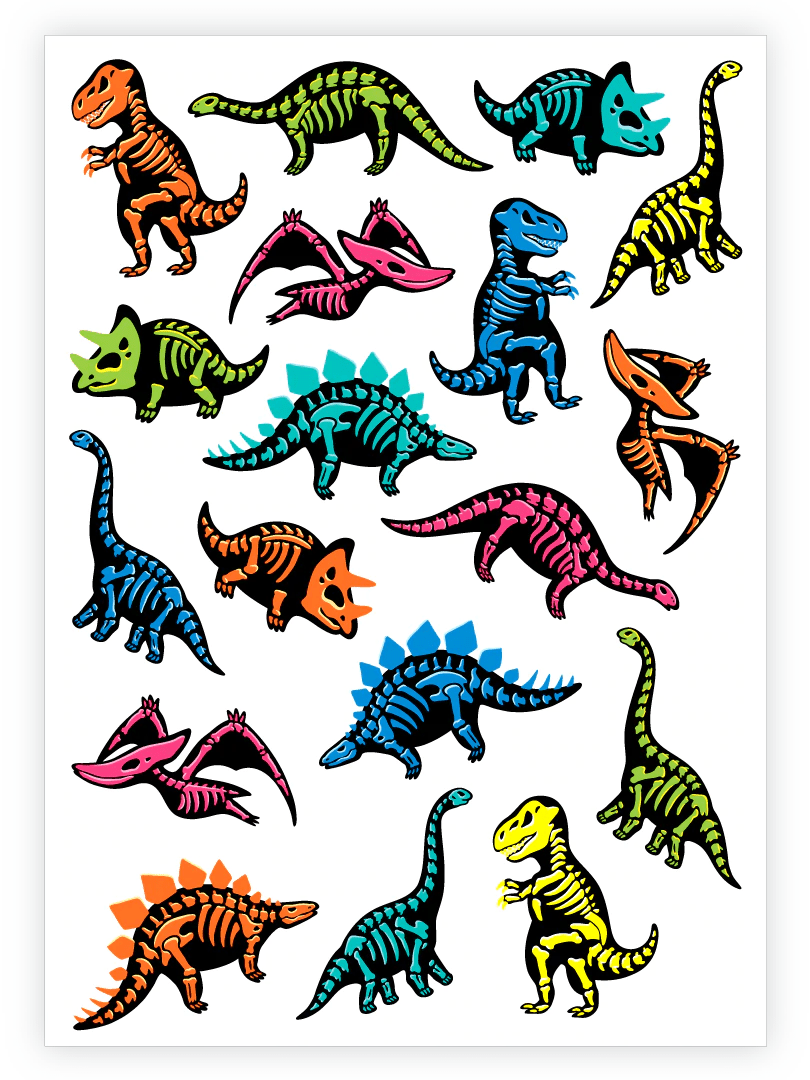 Ducky Street Dino Skeletons Temporary Tattoos - #HolaNanu#NDIS #creativekids