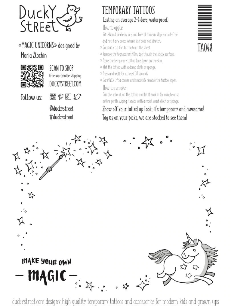 Ducky Street Magic Unicorns Temporary Tattoos - #HolaNanu#NDIS #creativekids