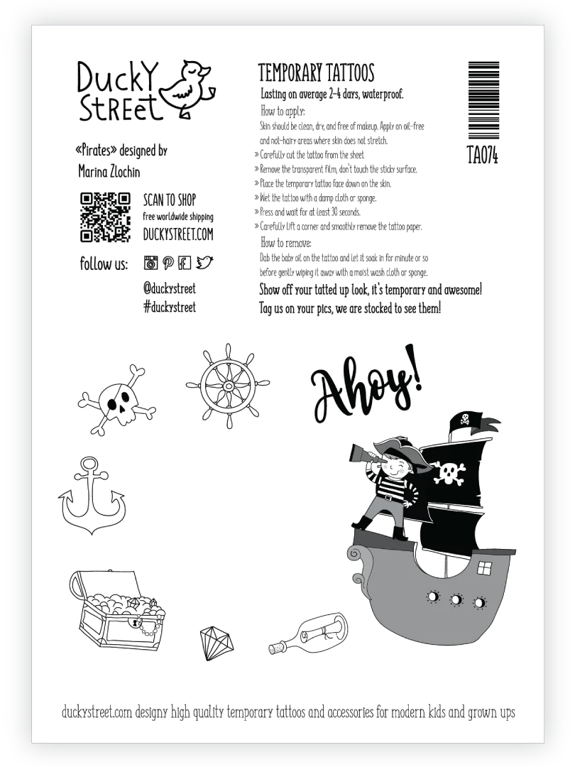 Ducky Street Pirates Temporary Tattoos - #HolaNanu#NDIS #creativekids