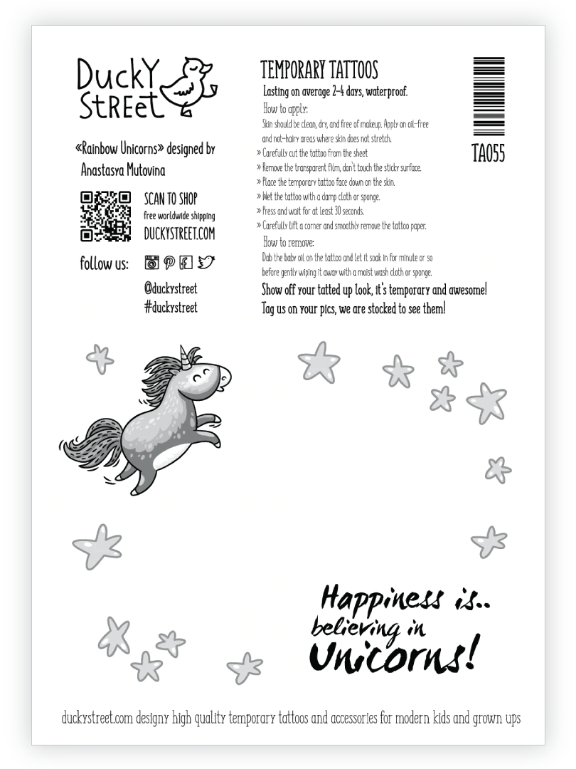 Ducky Street Rainbow Unicorns Temporary Tattoos - #HolaNanu#NDIS #creativekids
