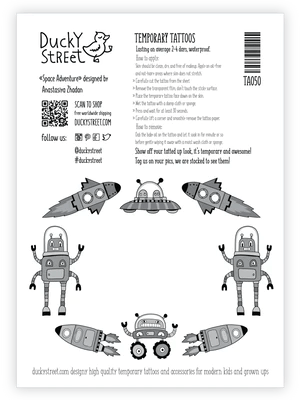 Ducky Street Space Adventures Temporary Tattoos - #HolaNanu#NDIS #creativekids