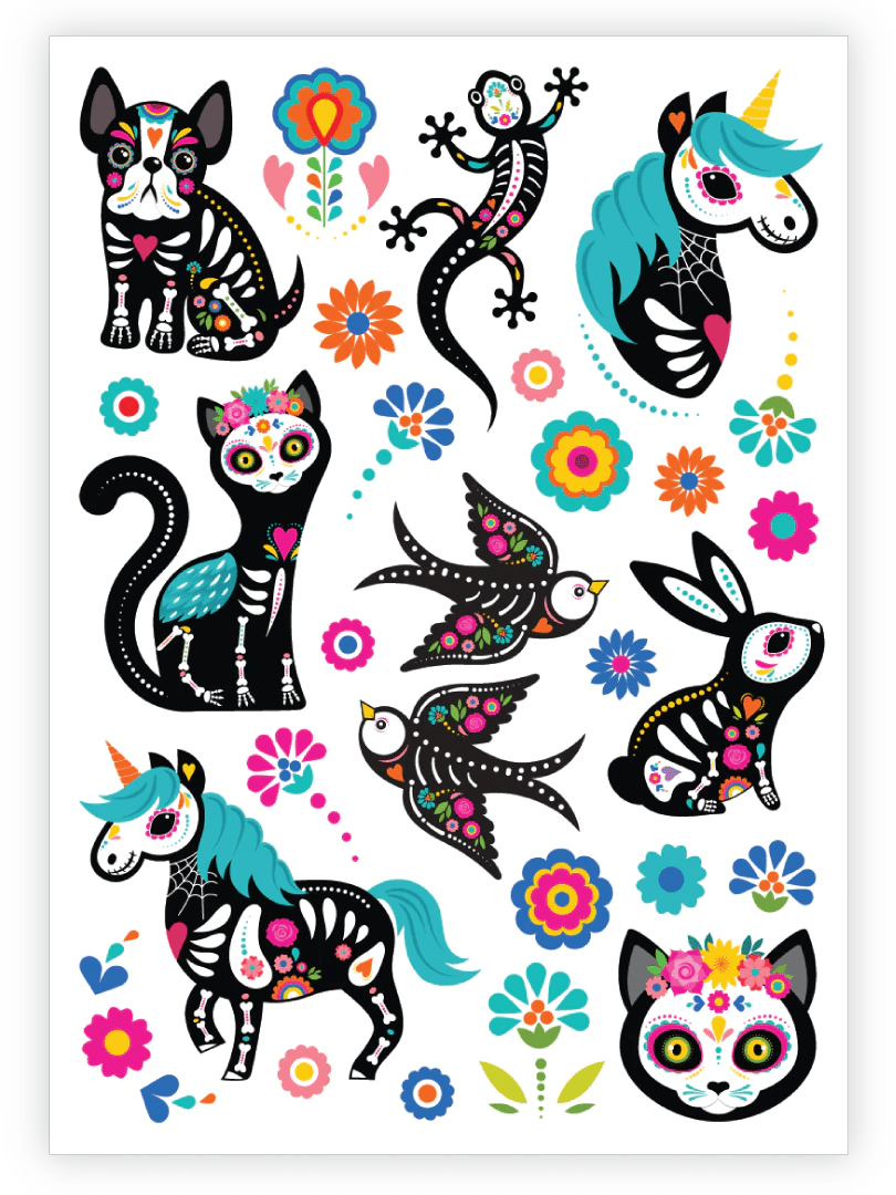 Ducky Street Sugar Skull Animals Temporary Tattoos - #HolaNanu#NDIS #creativekids