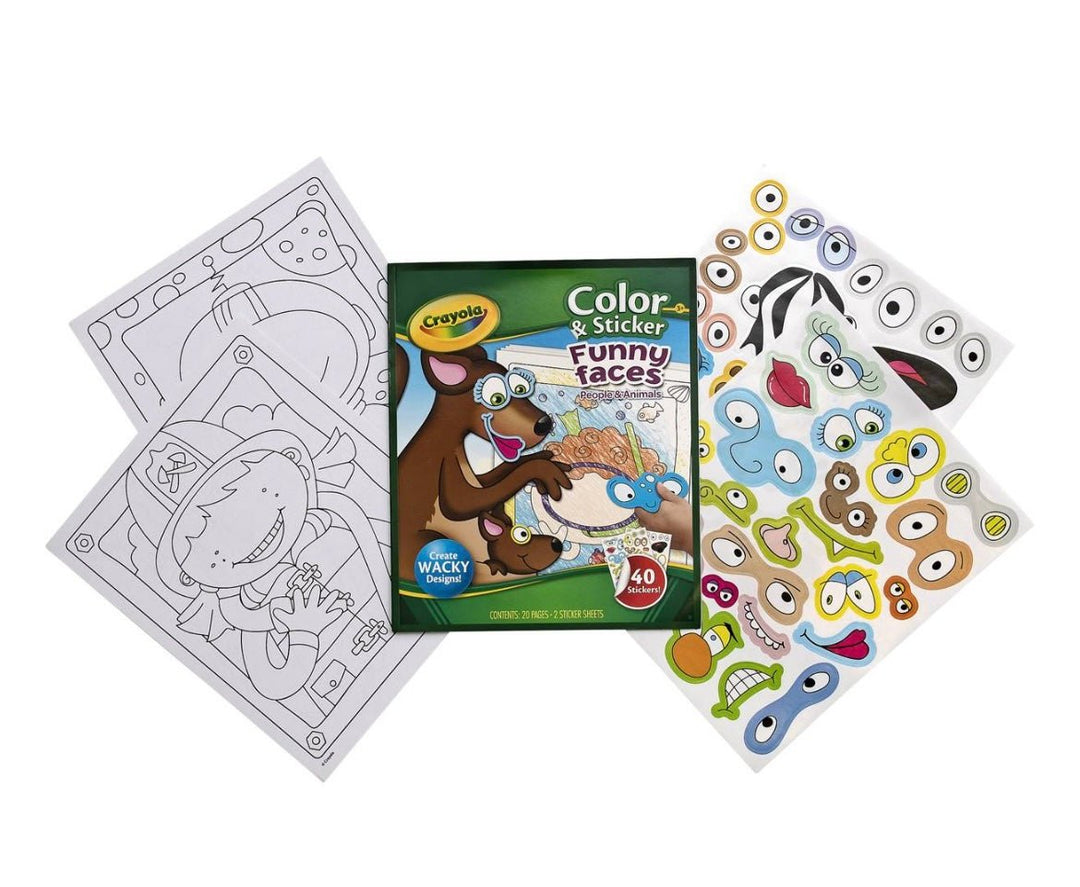 Funny Faces Colour & Sticker Book - People and Animals - #HolaNanu#NDIS #creativekids