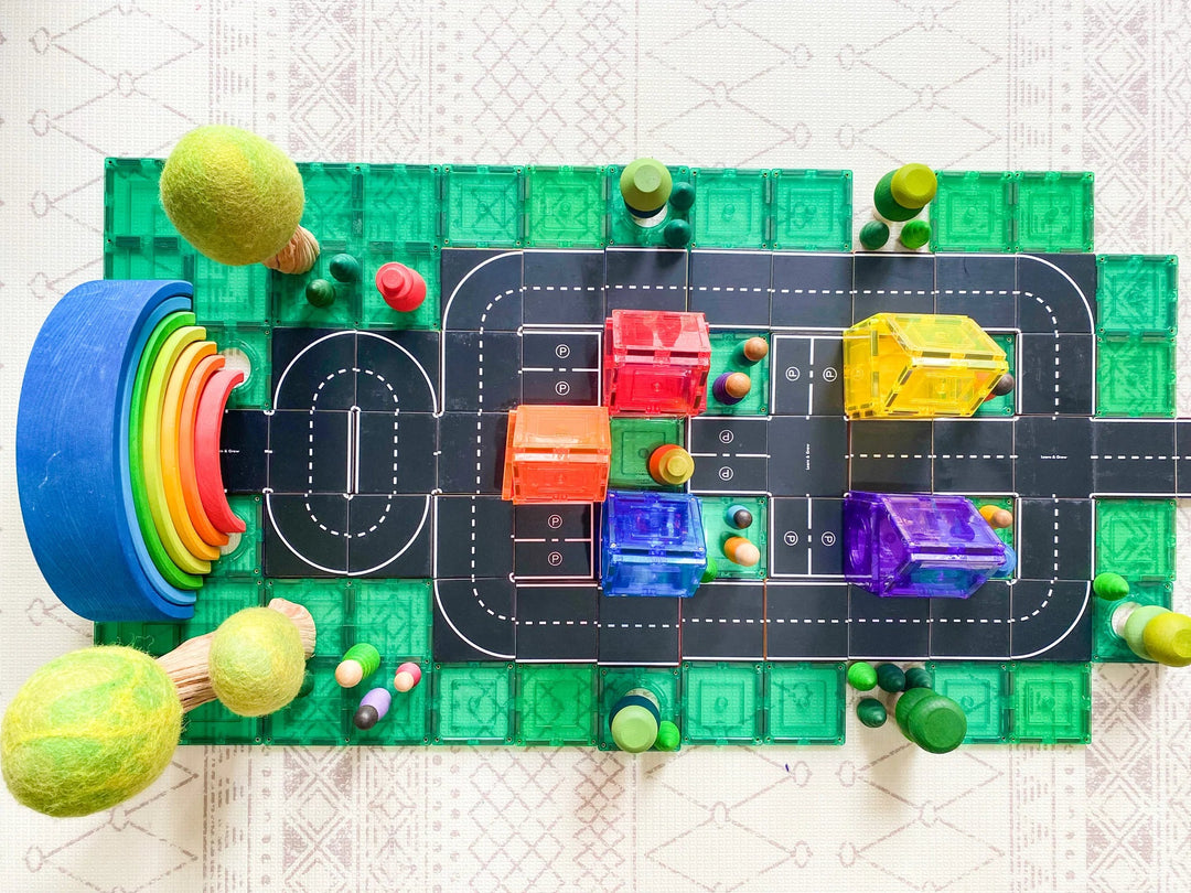 Learn & Grow Magnetic Tile Topper - Road Pack (40 Piece) - #HolaNanu#NDIS #creativekids