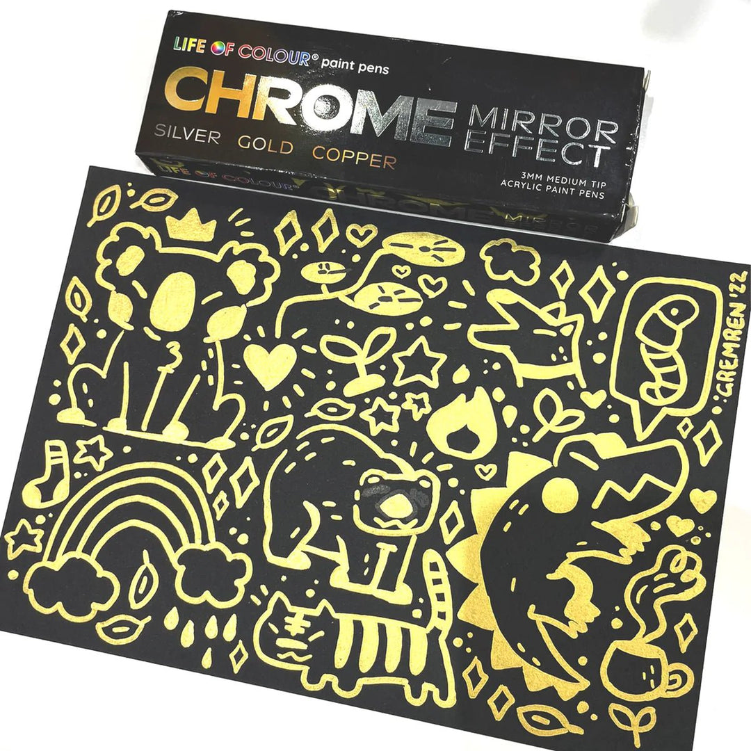 Life Of Colour Chrome Mirror Effect Acrylic Paint Pens - Set of 3 - #HolaNanu#NDIS #creativekids