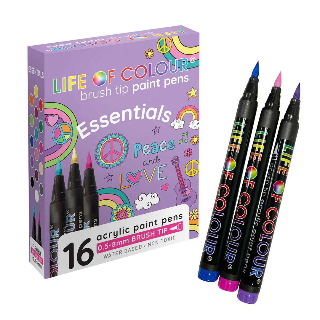 Life Of Colour Essential Colours Brush Tip Acrylic Paint Pens - #HolaNanu#NDIS #creativekids