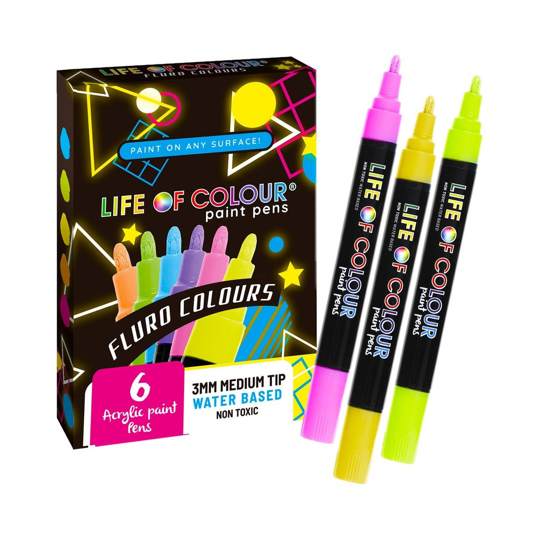 Life Of Colour Fluro Colour Paint Pens – Medium Tip - #HolaNanu#NDIS #creativekids