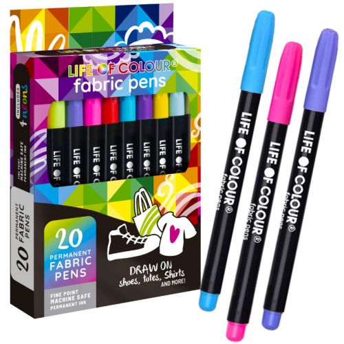 Life Of Colour Permanent Fabric Pens - Pack Of 20 - #HolaNanu#NDIS #creativekids