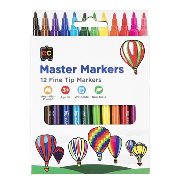 Master Markers - Fine Tip 12 Pc - #HolaNanu#NDIS #creativekids