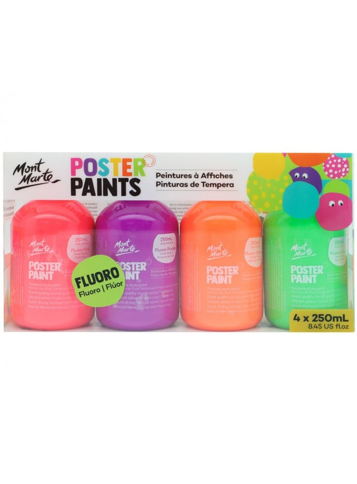 Mont Marte Poster Paint 250ml 4pc - Fluoro - #HolaNanu#NDIS #creativekids