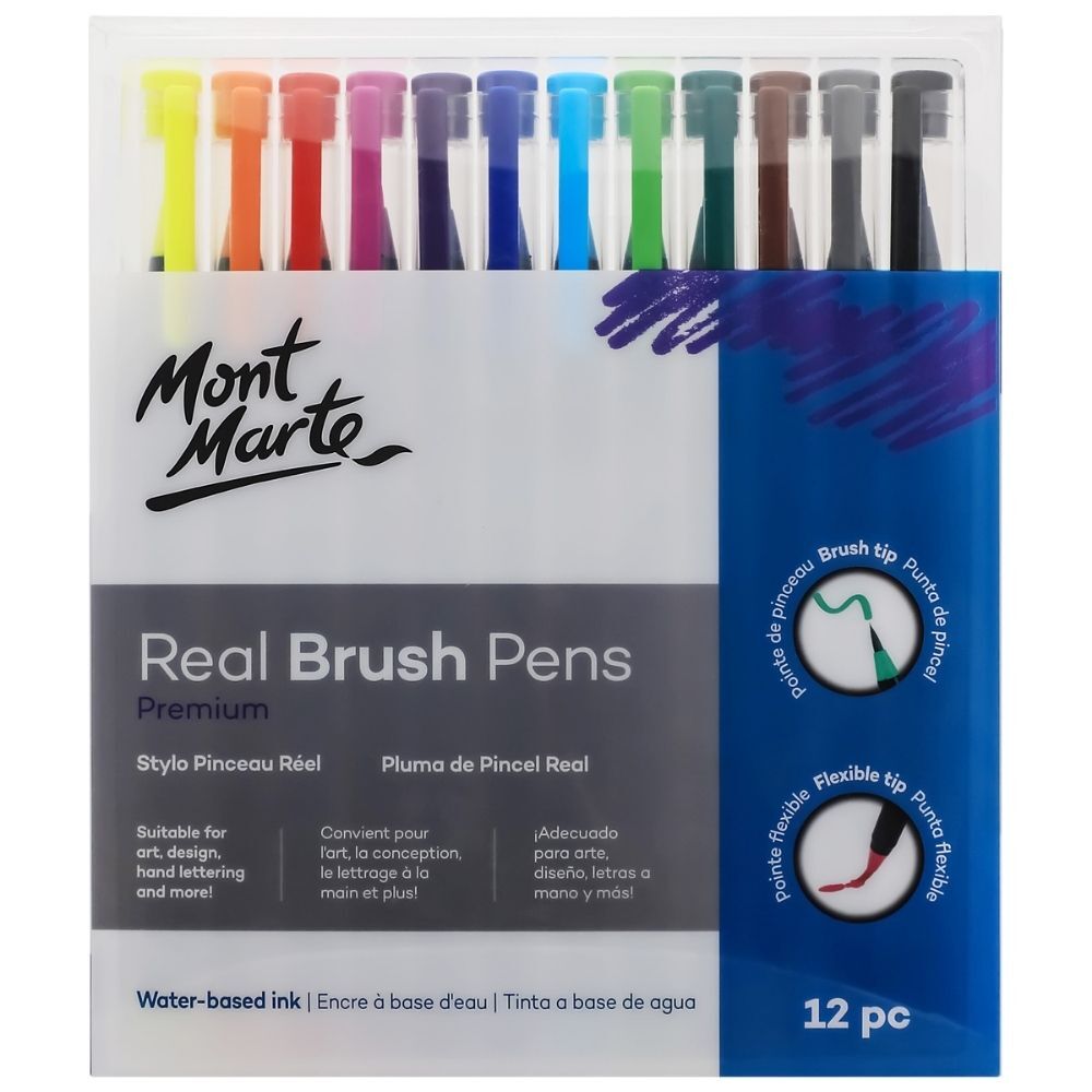 Mont Marte Premium Pen Set - Real Brush Pens 12pc - #HolaNanu#NDIS #creativekids