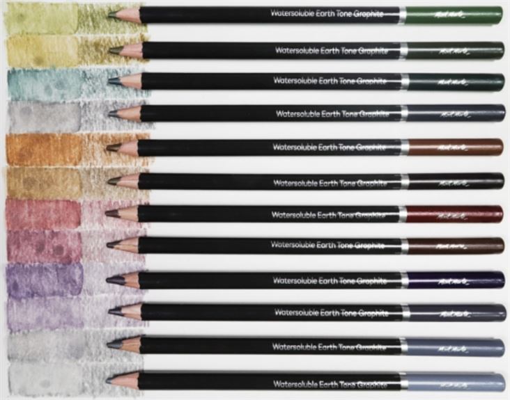 Mont Marte Watersoluble Earth Tones Coloured Graphite Pencils 12pc - #HolaNanu#NDIS #creativekids