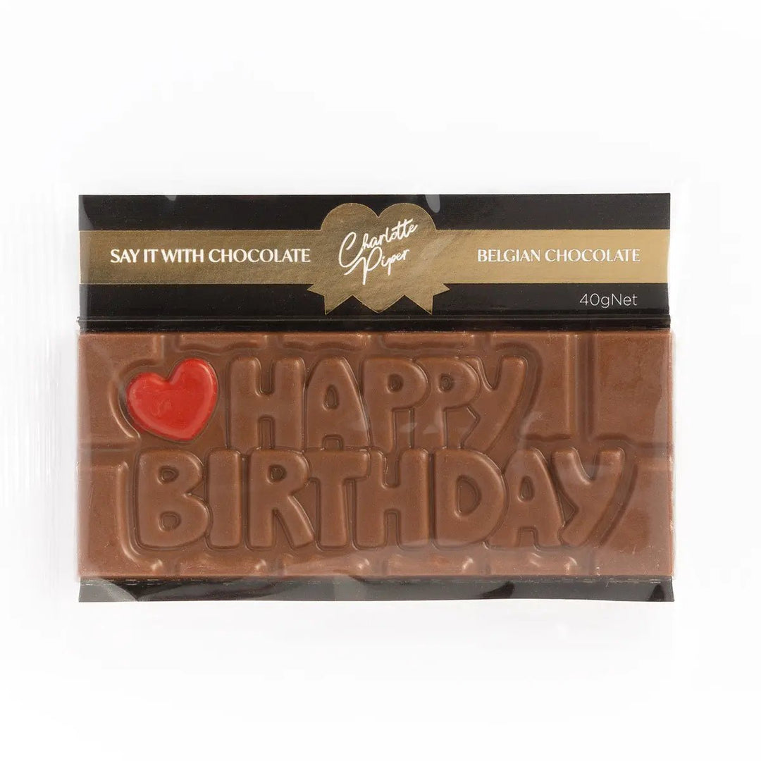 NEW Charlotte Piper Happy Birthday Chocolate Bar 40g Milk Chocolate - #HolaNanu#NDIS #creativekids