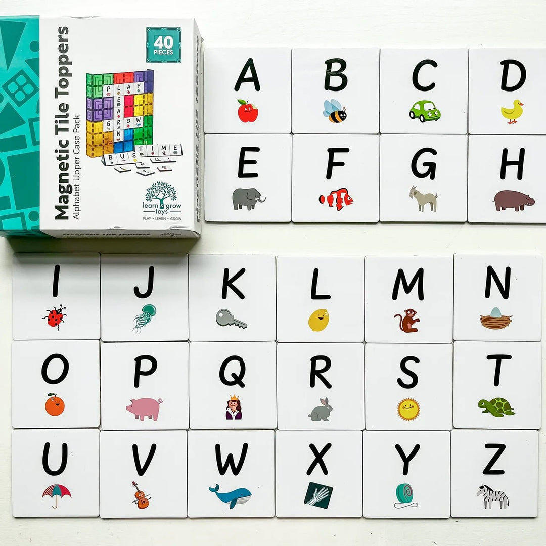 NEW Learn & Grow Toys - Magnetic Tile Topper - Alphabet Upper Case Pack (40 Piece) - #HolaNanu#NDIS #creativekids