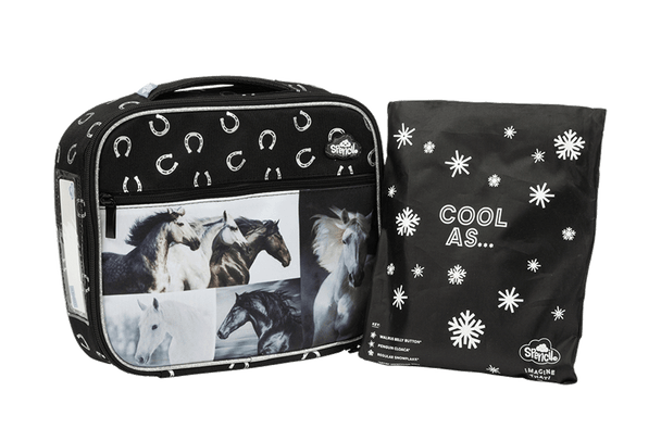 Spencil Big Cooler Lunch Bag + Chill Pack - Black & White Horses - #HolaNanu#NDIS #creativekids
