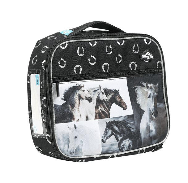 Spencil Big Cooler Lunch Bag + Chill Pack - Black & White Horses - #HolaNanu#NDIS #creativekids